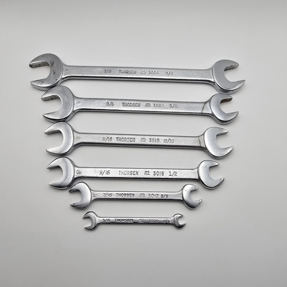Vintage Thorsen Double Open End Wrench Set 1/4" to 7/8" USA‎ Made Lot Of 6